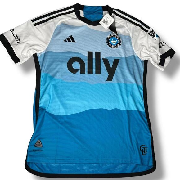 Charlotte FC 2023 Adidas Authentic Home Jersey L MLS Soccer Shirt HZ6175 Slim - Picture 1 of 11